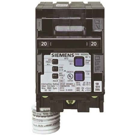 20 Amp Double-Pole Combination AFCI Circuit Breaker Type QAF